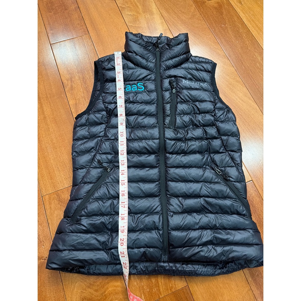 Marmot Womens Black Down Puffer Vest Embroidered CaaS Logo Size S P - Picture 5 of 10